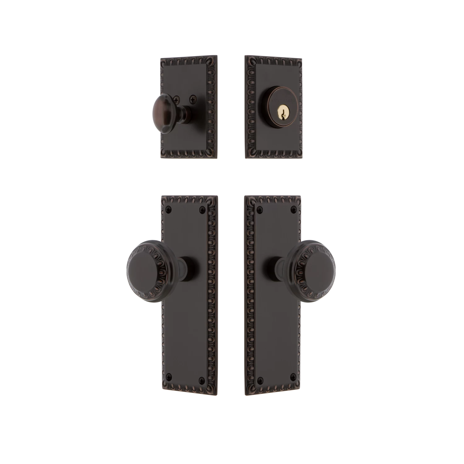 Neoclassical Plate Entry Set With Neoclassical Knob In Timeless Bronze 3 Neoclassical Plate Entry Set With Neoclassical Knob In Timeless Bronze