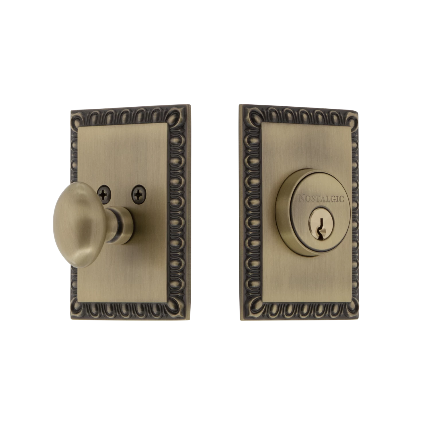 Neoclassical Single Cylinder Deadbolt In Antique Brass 3 Neoclassical Single Cylinder Deadbolt In Antique Brass