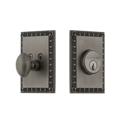 Neoclassical Single Cylinder Deadbolt In Antique Pewter