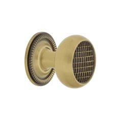 Craftsman Brass 1 3/8" Cabinet Knob With Rope Rose In Antique Brass