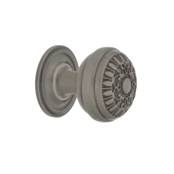 Egg And Dart Brass 1 3/8" Cabinet Knob With Classic Rose In Antique Pewter