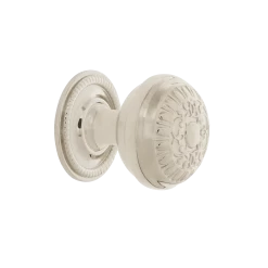 Egg And Dart Brass 1 3/8" Cabinet Knob With Rope Rose In Polished Nickel