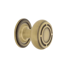 Mission Brass 1 3/8" Cabinet Knob With Rope Rose In Antique Brass