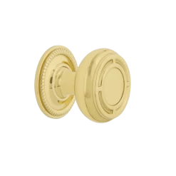 Mission Brass 1 3/8" Cabinet Knob With Rope Rose In Unlacquered Brass