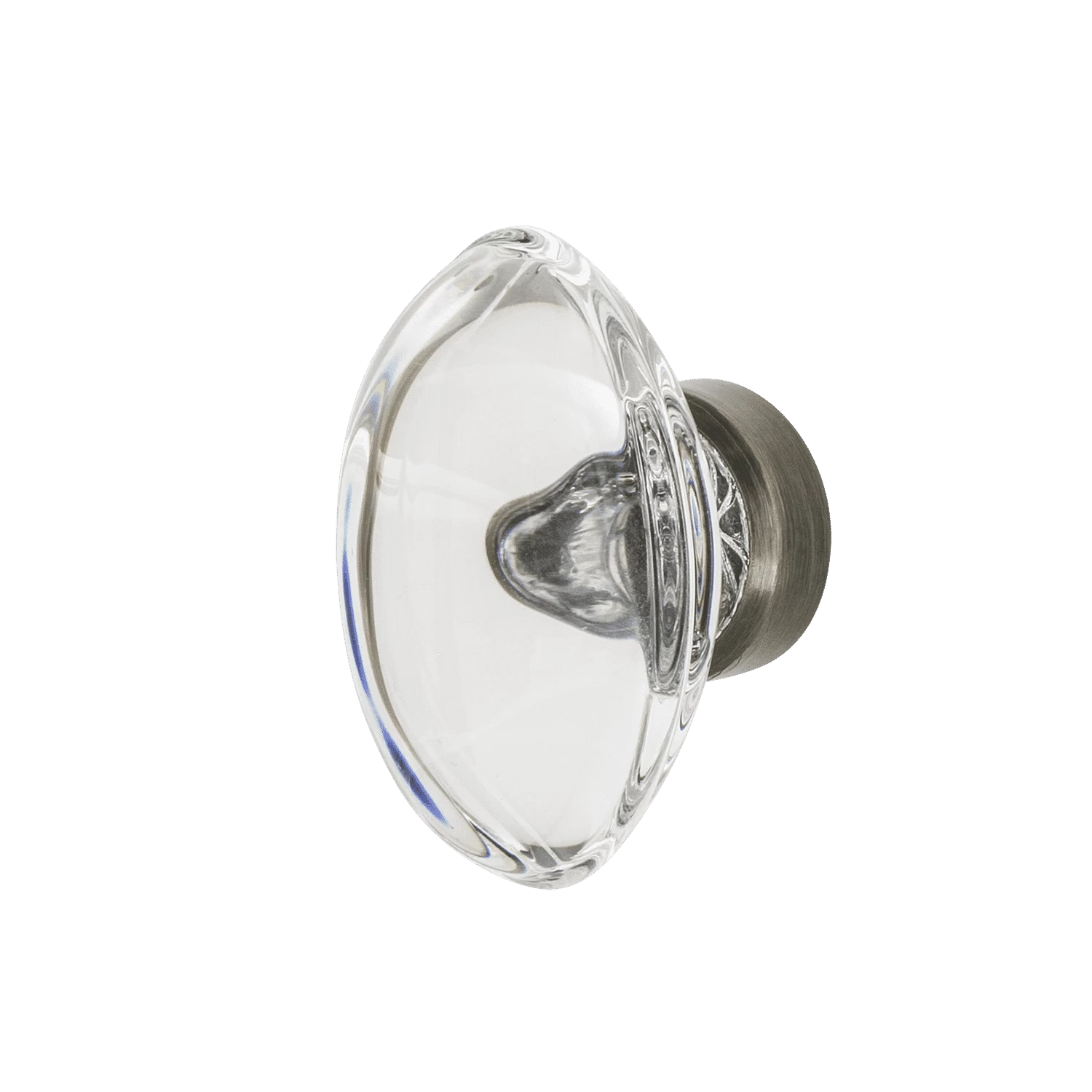 Oval Clear Crystal 1 3/4" Cabinet Knob In Antique Pewter 3 Oval Clear Crystal 1 3/4" Cabinet Knob In Antique Pewter
