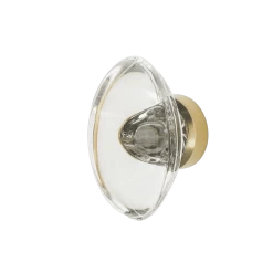 Oval Clear Crystal 1 3/4" Cabinet Knob In Polished Brass