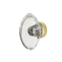 Oval Clear Crystal 1 3/4" Cabinet Knob In Satin Brass