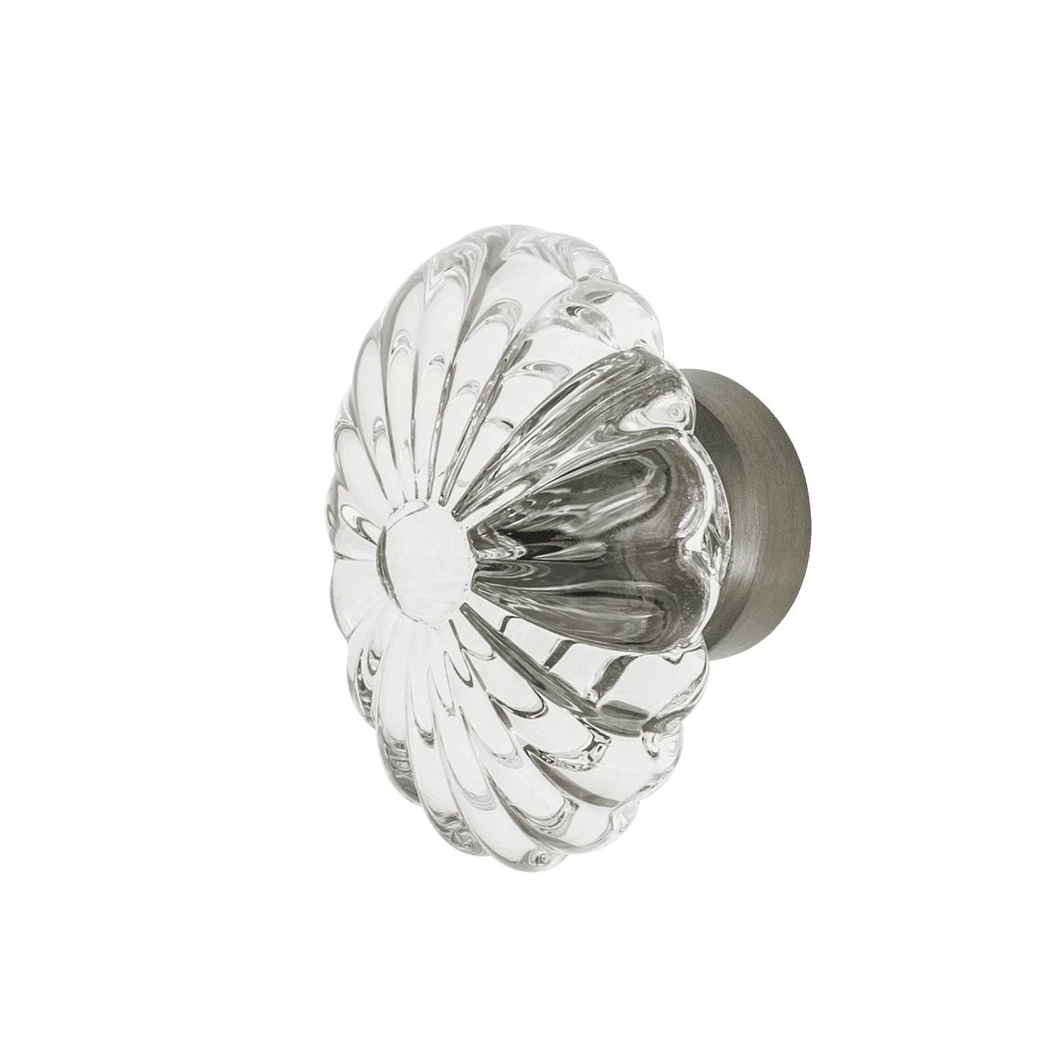 Oval Fluted Crystal 1 3/4" Cabinet Knob In Satin Nickel 3 Oval Fluted Crystal 1 3/4" Cabinet Knob In Satin Nickel