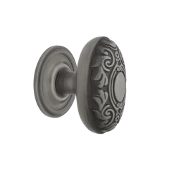 Victorian Brass 1 3/4" Cabinet Knob With Classic Rose In Antique Pewter