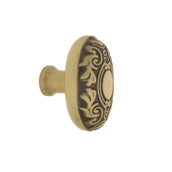 Victorian Brass 1 3/4" Cabinet Knob In Antique Brass