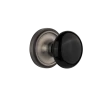 Classic Rosette With Black Porcelain Knob In Antique Pewter