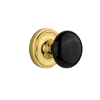 Classic Rosette With Black Porcelain Knob In Polished Brass 1 Classic Rosette With Black Porcelain Knob In Polished Brass -Nostalgic Warehouse Shop CLABLK PB