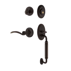 Classic Handleset With C-Grip And Classic Rosette With Swan Lever In Timeless Bronze