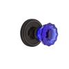 Classic Rosette With Cobalt Crystal Knob In Timeless Bronze