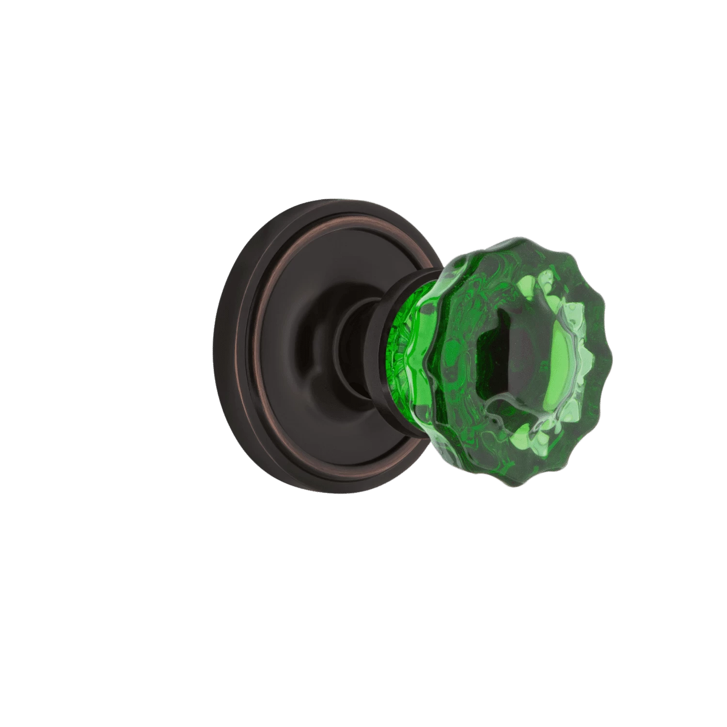 Classic Rosette With Emerald Crystal Knob In Timeless Bronze 3 Classic Rosette With Emerald Crystal Knob In Timeless Bronze
