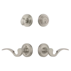 Classic Rosette Entry Set With Manor Lever In Satin Nickel