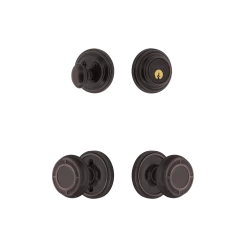 Classic Rosette Entry Set With Mission Knob In Timeless Bronze