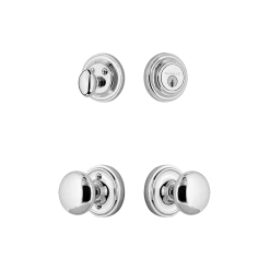 Classic Rosette Entry Set With New York Knob In Bright Chrome