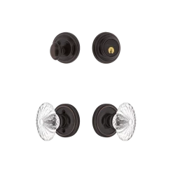 Classic Rosette Entry Set With Oval Fluted Crystal In Timeless Bronze