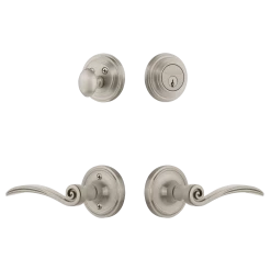 Classic Rosette Entry Set With Swan Lever In Satin Nickel
