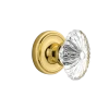 Classic Rosette With Oval Fluted Crystal Knob In Unlacquered Brass -Nostalgic Warehouse Shop CLAOFC UB