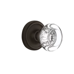 Classic Rosette With Round Clear Crystal Knob In Oil-Rubbed Bronze