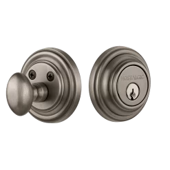 Classic Rosette Single Cylinder Deadbolt In Antique Pewter