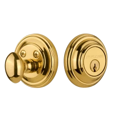Classic Rosette Single Cylinder Deadbolt In Polished Brass