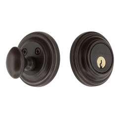 Classic Rosette Single Cylinder Deadbolt In Timeless Bronze