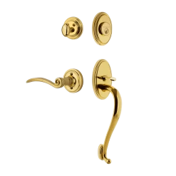 Classic Handleset With S-Grip And Classic Rosette With Swan Lever In Polished Brass