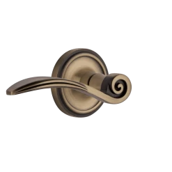 Classic Rosette With Swan Lever In Antique Brass