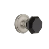 Classic Rosette With Black Waldorf Knob In Satin Nickel -Nostalgic Warehouse Shop CLAWAB SN