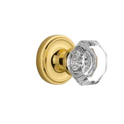 Classic Rosette With Waldorf Knob In Polished Brass