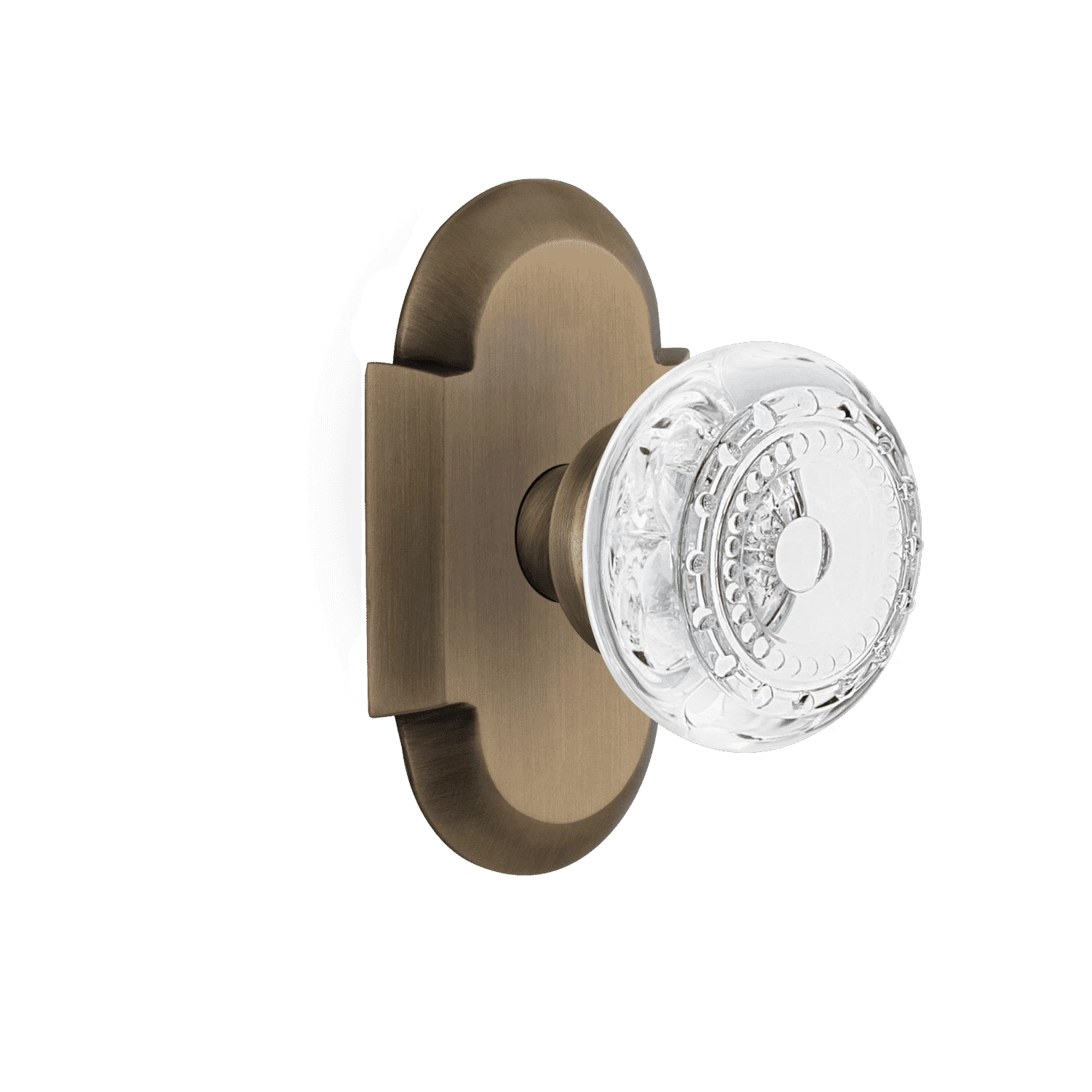 Cottage Short Plate With Crystal Meadows Knob In Antique Brass 3 Cottage Short Plate With Crystal Meadows Knob In Antique Brass