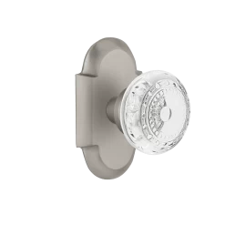 Cottage Short Plate With Crystal Meadows Knob In Satin Nickel