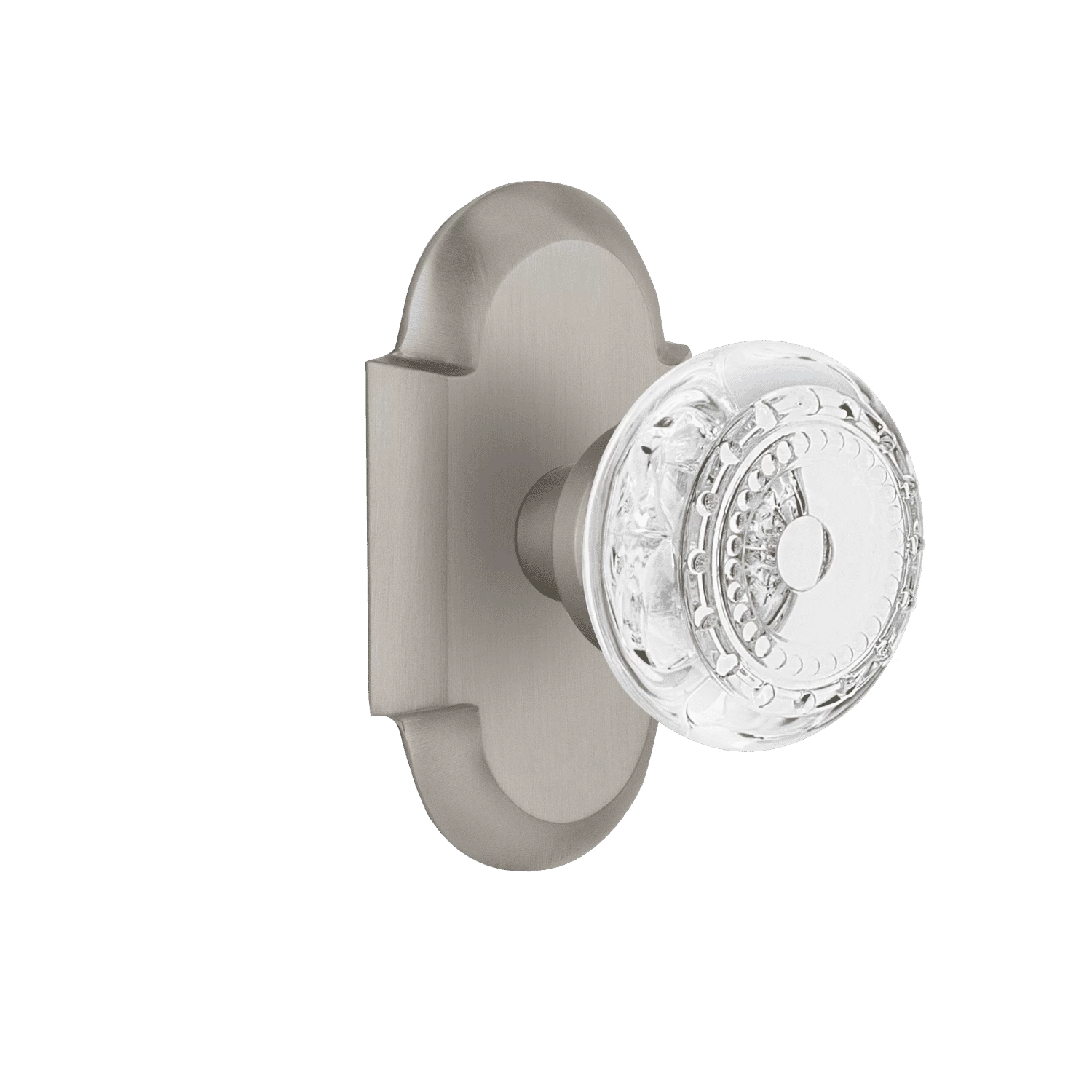 Cottage Short Plate With Crystal Meadows Knob In Satin Nickel 3 Cottage Short Plate With Crystal Meadows Knob In Satin Nickel