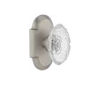 Cottage Short Plate With Crystal Victorian Knob In Satin Nickel
