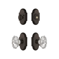 Cottage Entry Set With Chateau Crystal Knob In Oil-Rubbed Bronze