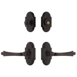 Cottage Entry Set With Fleur Lever In Timeless Bronze