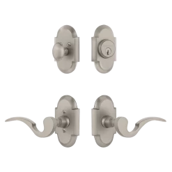 Cottage Entry Set With Manor Lever In Satin Nickel