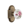 Cottage Short Plate With White Rose Porcelain Knob In Antique Brass
