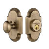 Cottage Plate Single Cylinder Deadbolt In Antique Brass