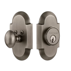 Cottage Plate Single Cylinder Deadbolt In Antique Pewter