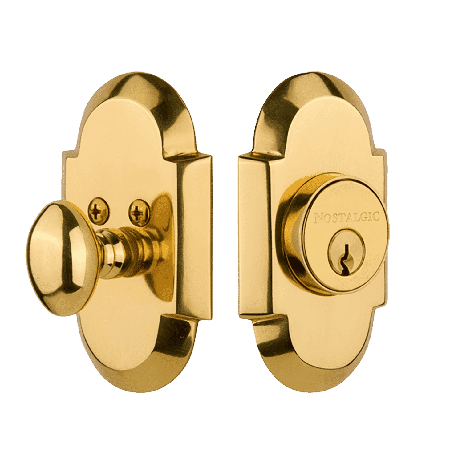 Cottage Plate Single Cylinder Deadbolt In Polished Brass 3 Cottage Plate Single Cylinder Deadbolt In Polished Brass