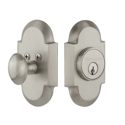 Cottage Plate Single Cylinder Deadbolt In Satin Nickel