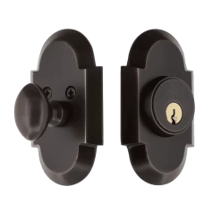 Cottage Plate Single Cylinder Deadbolt In Timeless Bronze