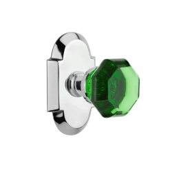 Cottage Short Plate With Emerald Waldorf Knob In Bright Chrome