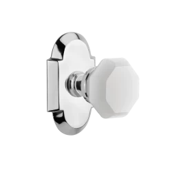 Cottage Short Plate With White Waldorf Knob In Bright Chrome