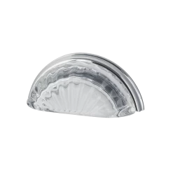 Cup Pull Crystal Clear Fluted 3" On Center In Bright Chrome
