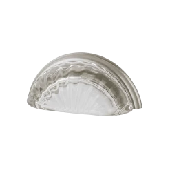 Cup Pull Crystal Clear Fluted 3" On Center In Satin Nickel